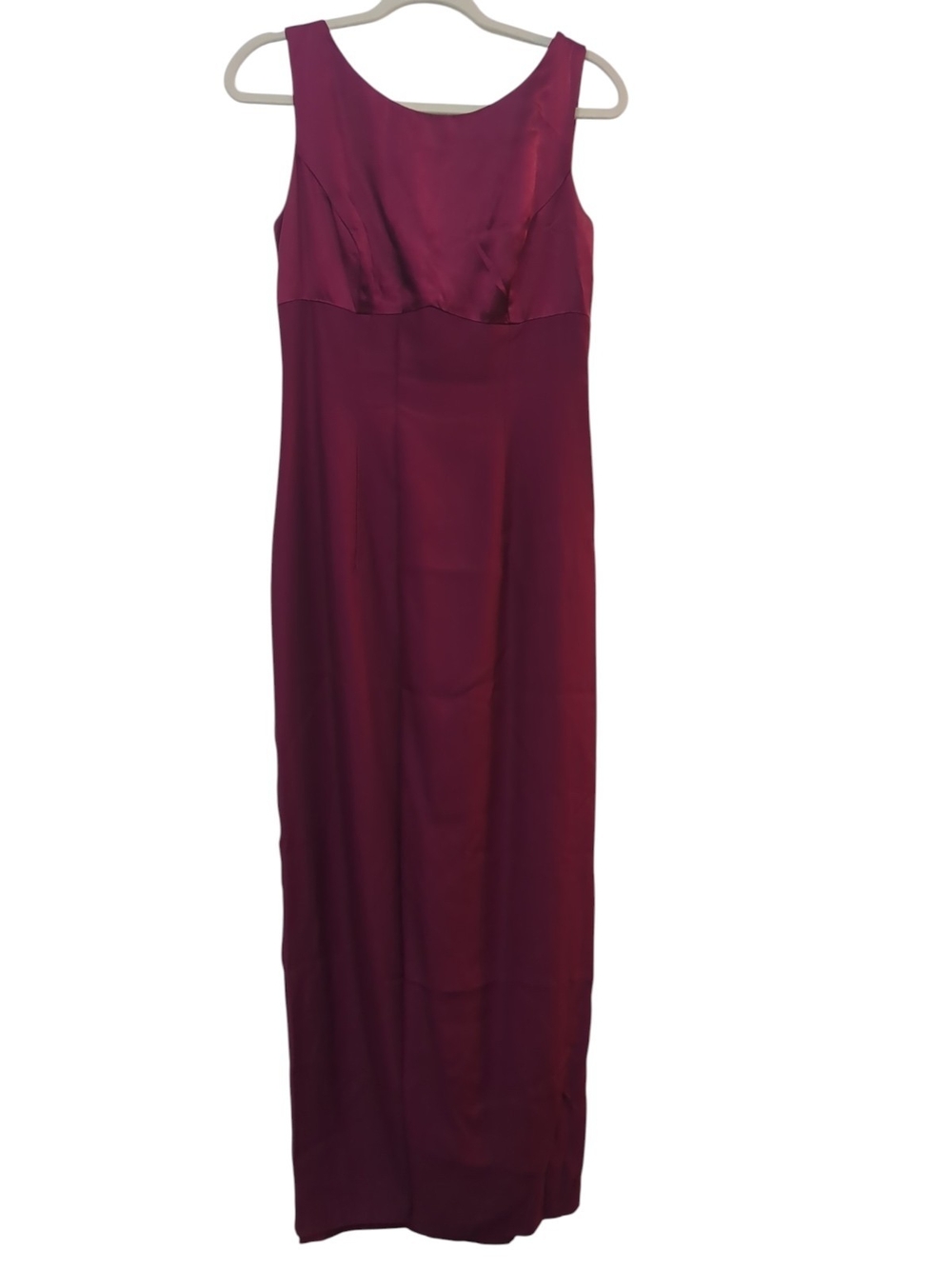 Vintage 80s Merlot Satin Cowl Back Formal Gown Dress Union Made USA Size Small